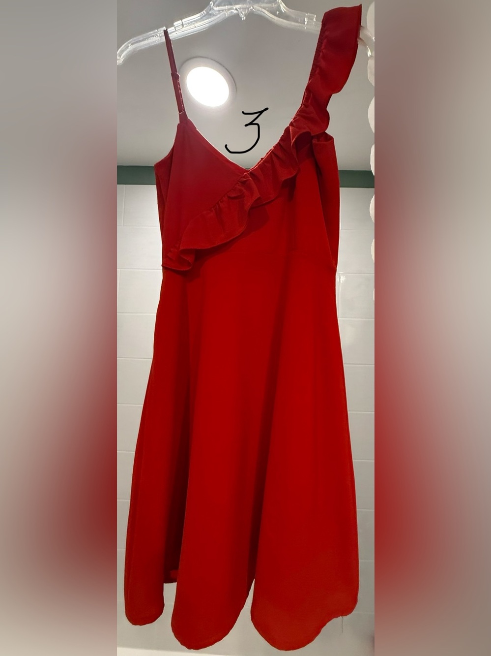 BB Dakota Red One-Shoulder Ruffle Dress